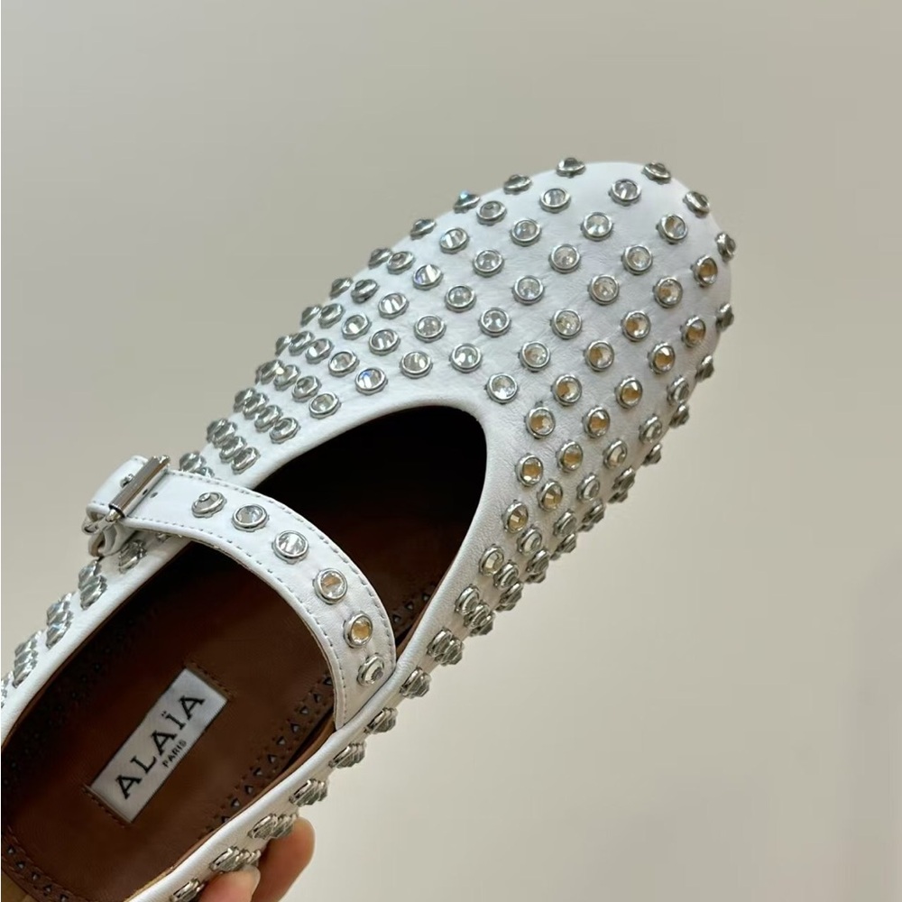 Alaia White Studded Flats - Picture 6 of 7